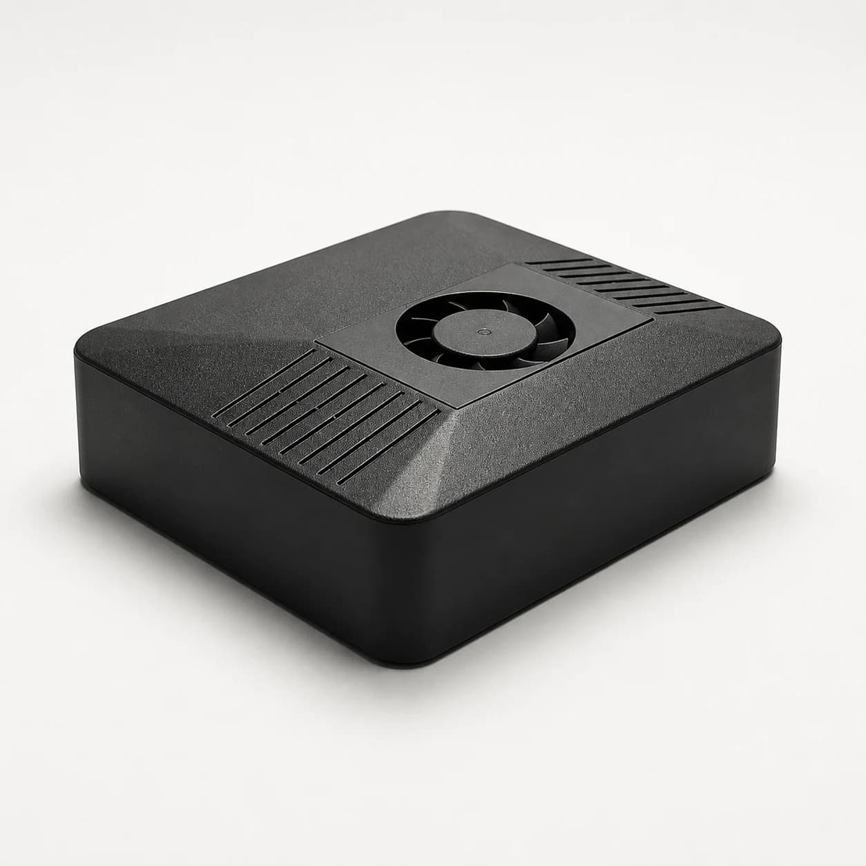 A HermesBox photographed on a studio grey